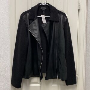 NWT Ann Taylor faux leather and knit jacket sz XL